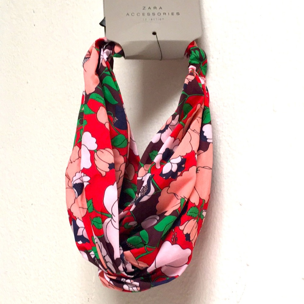 Zara Headband flowers print red color